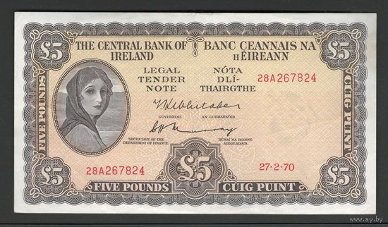 Ирландия 5 фунтов 1970 года. Тип Р-65b. Состояние XF+/aUNC