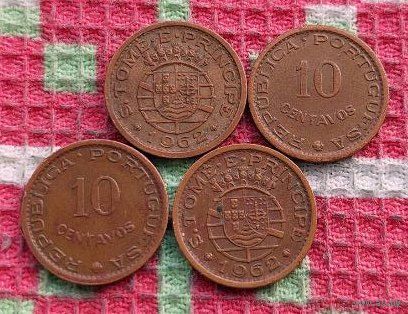 Португалия. Колония Сан-Томе и Принсипи 10 сентаво 1962 года, UNC