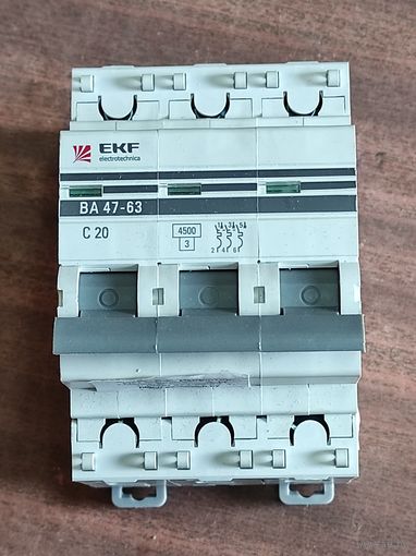 Автомат 4.5кА ВА47-29 3Р 20А С, EKF PROxima