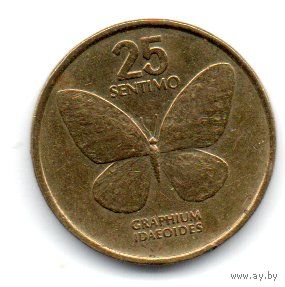 РЕСПУБЛИКА ФИЛИППИНЫ 25 СЕНТИМО 1990. ФАУНА. БАБОЧКА.