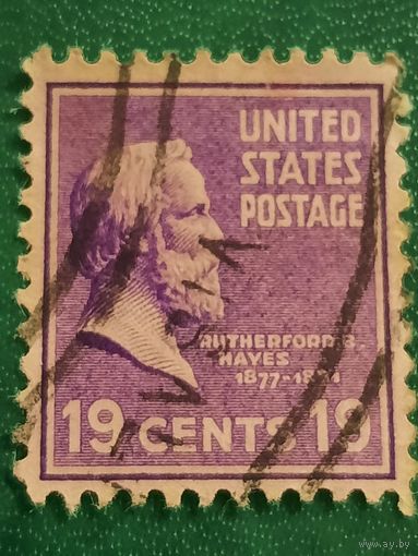 США 1938. 19-ый президент США Rutherford B. Hayes 1822-1893