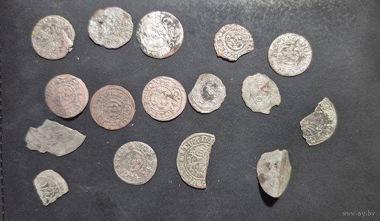 Солид Кристины, обломки других монет, сборный лот.