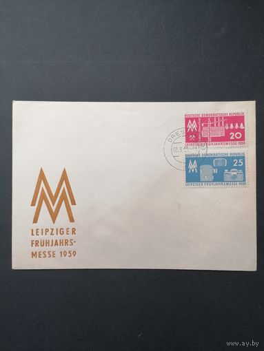 ГДР 1959 КПД с полной серией марок "Ярмарка в Лейпциге" (гашение) Mi.678-679 каталог 1.00 евро