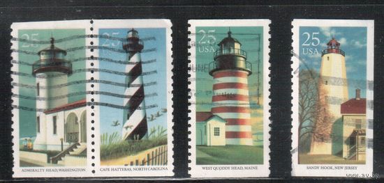 США-1990, (Мих.2085-2089),   гаш. , Маяки , 4 марки