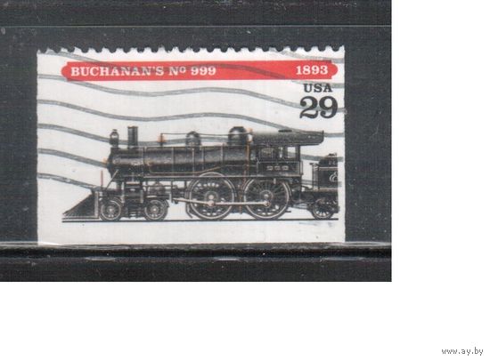 США-1994, (Мих.2483) , гаш. , Железная дорога, Паровозы ,