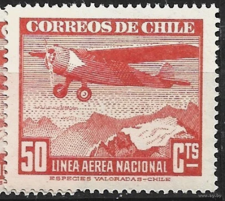 Чили 1943  авиапочта самолет и горы 50c MNH