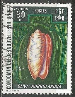 Новые Гебриды. Ракушка Олива. 1972г. St#340.