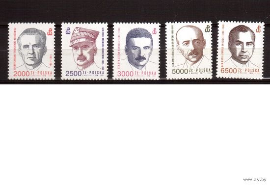 Польша-1991 (Мих.3352-3356) , ** , Война, Генералы