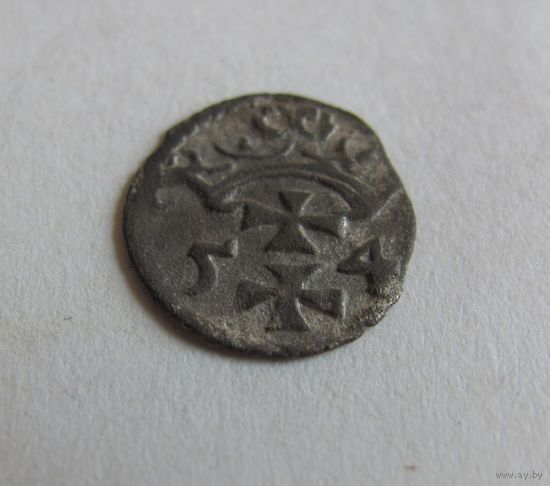 Денарий гданьский 1554 Сигизмунд II Август