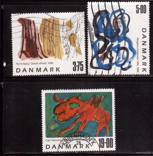 Дания-1998, (Мих.1191-1194) гаш., Искусство, Живопись, 3 марки