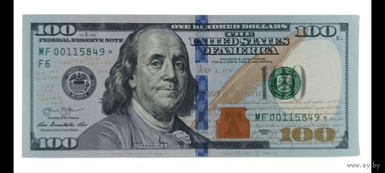 100 долларов  США 2013г.звёздная(редкая тир.128тыс.)