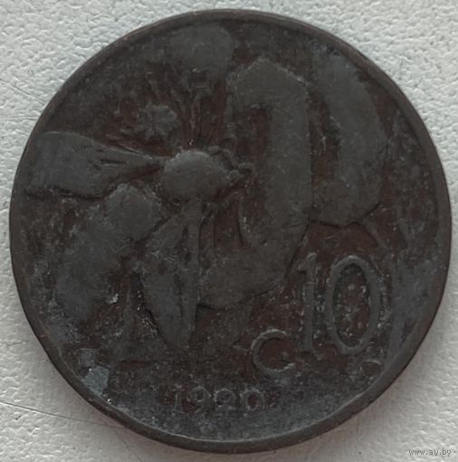 Италия 10 чентезимо 1920 г.