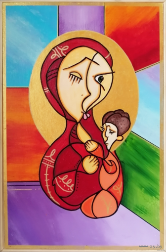 Картина "Божья матерь" / МДФ на подрамнике, акрил/ 54 x 35 см