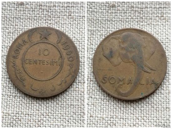 Сомали 10 чентезимо 1950/ фауна / животные / слон //FA