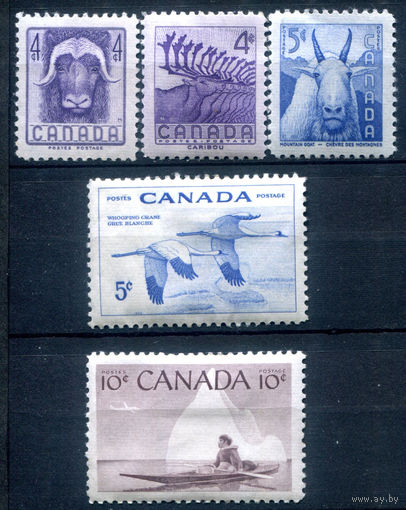 Канада - 1955г. - фауна, стандартный выпуск - 5 марок - полная серия, MH [Mi 298-302]. #3-WB-98-A-2