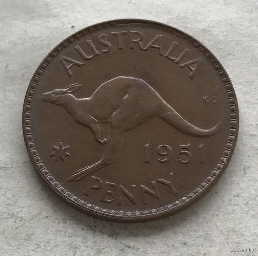 Австралия 1 пенни 1951 Георг VI (Мельбурн - без точки)