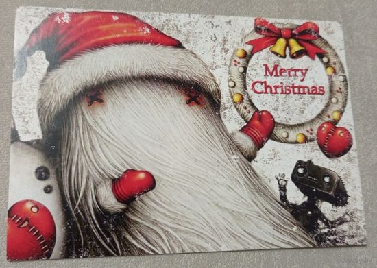 Посткроссинг. Открытка Счастливого Рождества,  (10х15). Прошла почту. Художественные марки, чёткий штемпель.