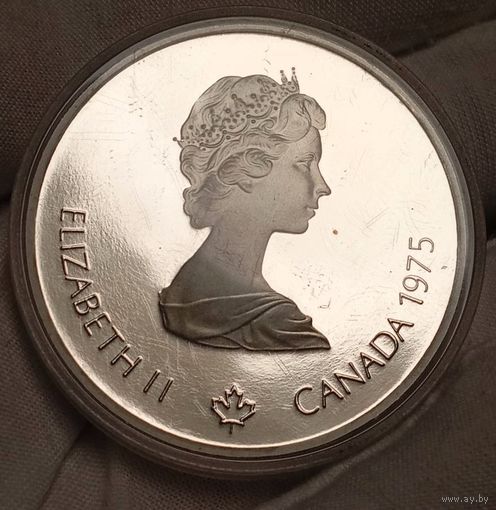 10 дол 1975 (1,5 унц. великолепного серебра), Канада "Метание ядра", небольшой тираж! Также смотрите другие лоты!