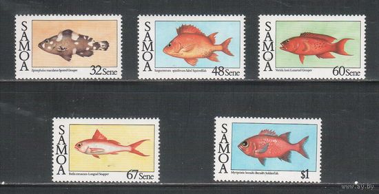 Самоа -1986 (Мих.600-604) , ** , Морская фауна, Рыбы,(полная серия)