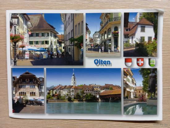 О-11. ПОДПИСАННАЯ ОТКРЫТКА. ШВЕЙЦАРИЯ. ОЛТЕН. ВИДЫ ГОРОДА.
