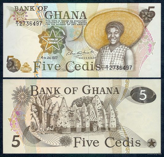Гана 5 седи 1977 год, UNC