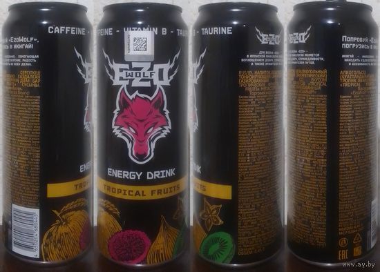 Банка от энергетика EZO WOLF Тропические Фрукты 2023.09.09 450мл язычок черный (moz49