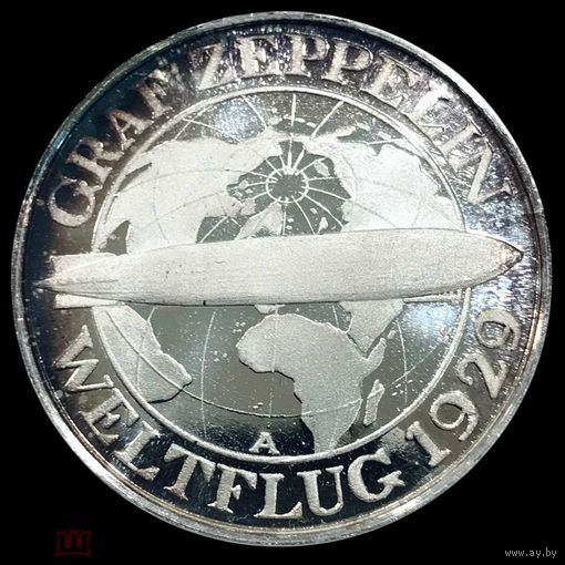 С рубля без мц! Медаль в серебре 1980 3 рейхсмарки 1929 цеппелин