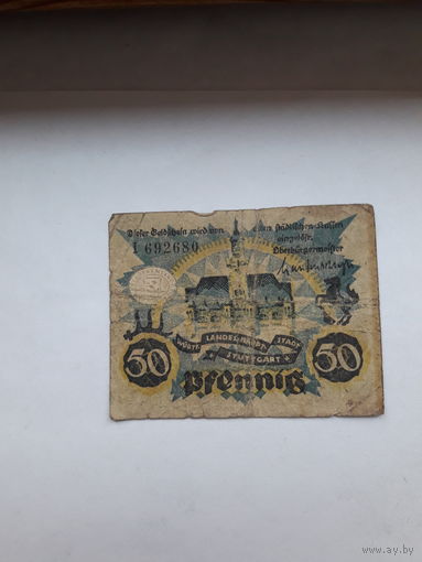 Нотгельд Германия 50 пф. 1921 Штутгарт