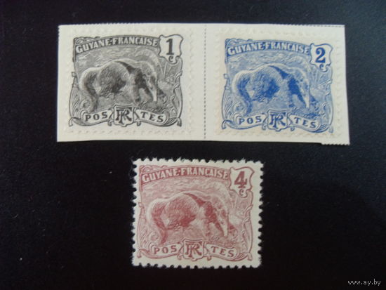 Франция. Французские колонии (Гвиана) 1904 Mi:FR-GY 49,50,51 муравьед