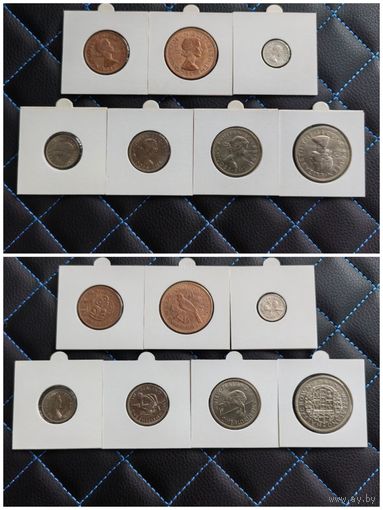 Распродажа !!! Новая Зеландия 7 монет (1/2, 1 пенни, 3, 6 пенсов, 1, 2 шиллинга, 1/2 кроны) 1960-1965 гг. аUNC