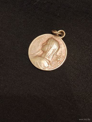 Антикварная медаль Дева Мария