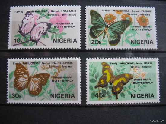 Нигерия. Бабочки, полная серия.  1982 г. 2 фото. см. условие.