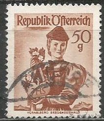 Австрия. Национальные костюмы. Форерльберг. 1948г. Mi#904.