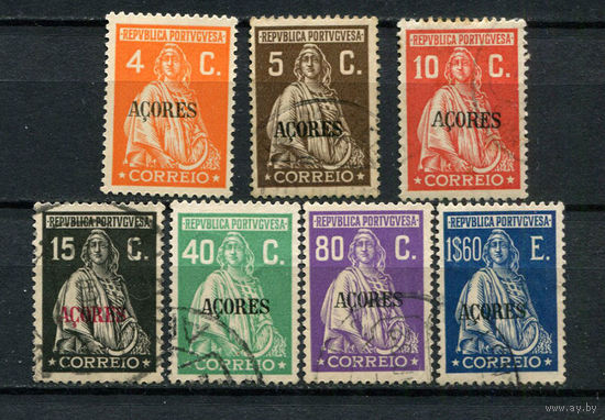 Португальские колонии - Азорские острова - 1929/1930 - Надпечатка ACORES на марках Португалии. Жница - [Mi. 314-320] - полная серия - 7 марок. Гашеные, MNH, MLH.  (Лот 107AU)
