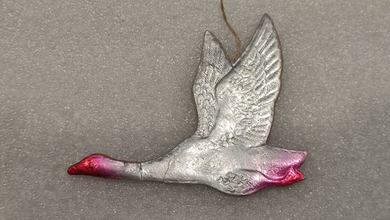 Елочная игрушка Лебедь картонаж