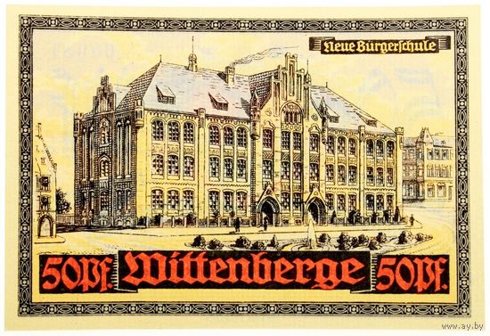 РАСПРОДАЖА!!! - ГЕРМАНИЯ ВИТТЕНБЕРГ (БРАНДЕНБУРГ) 50 пфеннигов 1921 год (третий сюжет) - РЕДКИЙ! - UNC!