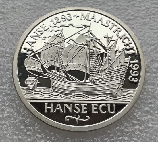 Германия 1 экю 1993 г. Любек. Ганзейский союз. Серебро 925 проба.