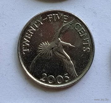 Бермуды 25 центов 2005 год птица