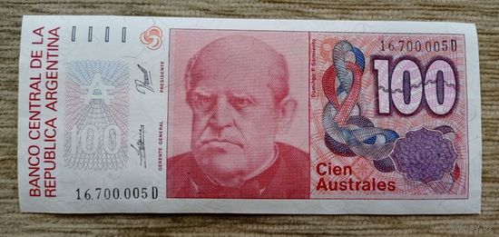 Werty71 Аргентина 100 аустралей 1985 UNC банкнота