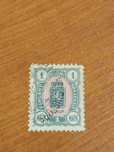 1889 Царская Россия Великое княжество Финляндское Мих 32  герб без дыр след от наклейки (2-8)