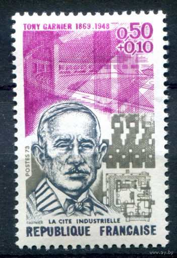 Франция - 1973г. - Тони Гарнье, архитектор - 1 марка - полная серия, MH [Mi 1856]. #2-Fr-39-A-1