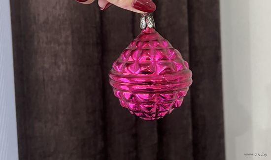 Елочная игрушка шар рифленый большой СССР К.16