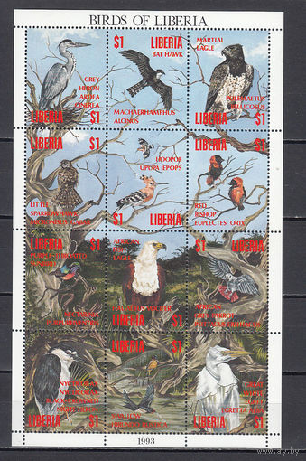 Фауна. Птицы. Либерия. 1994. Малый лист. Michel N 1982-1993 (32,0 е)