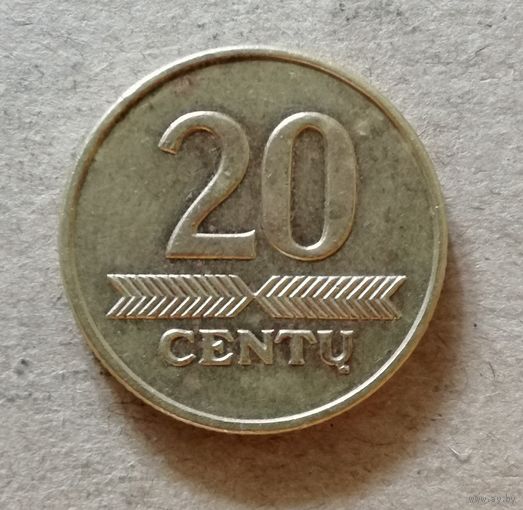 Литва 20 сентов 1998 год, KM# 107 ю
