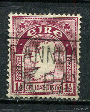 Ирландия - 1940/1967 - Карта 1 1/2Pg - [Mi.73A] - 1 марка. Гашеная.  (Лот 31Gg)-T2P26