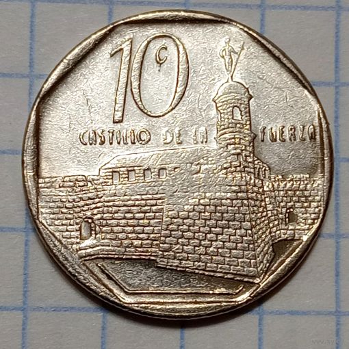 Куба 10 сентаво 2002 Брак, непрочекан фрагмента замка.