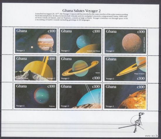 1990 Гана 1428-1436KL Спутниковый зонд "Вояджер-2" 13,00 евро