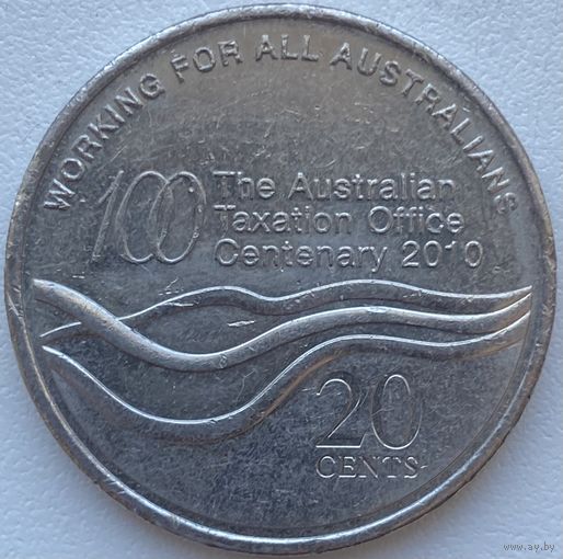 Австралия 20 центов 2010 г. 100 лет налоговому Управлению