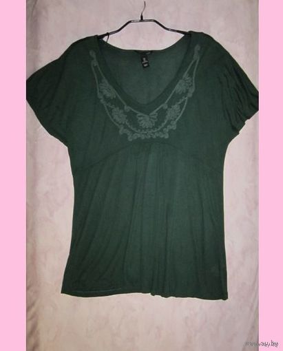 Майка H&M темно-зеленого цвета, р.L (свободный крой). Новая.