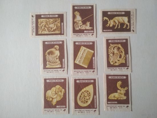 Спичечные этикетки ф.Пинск. Резьба по кости.1981 год